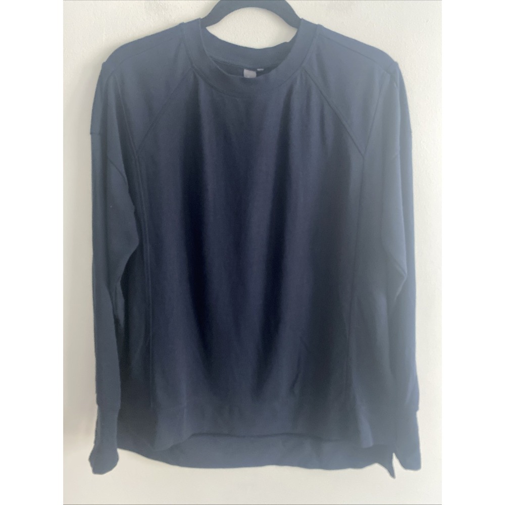 EUC Sweaty Betty‎ After Class Navy Blue High Low Hem Pullover Gym Shirt Sz Small